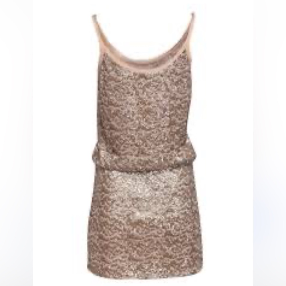 Rebecca Taylor Blush Pink Sequined Tank Mini Dress Metallic Party Dress Size 2